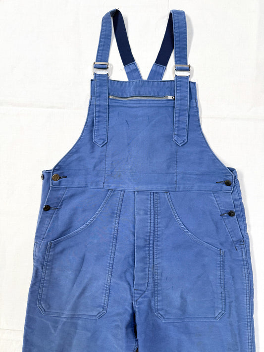 1950s–1960s French Beau-Fort Blue Moleskin Workwear Overalls [37.5W]