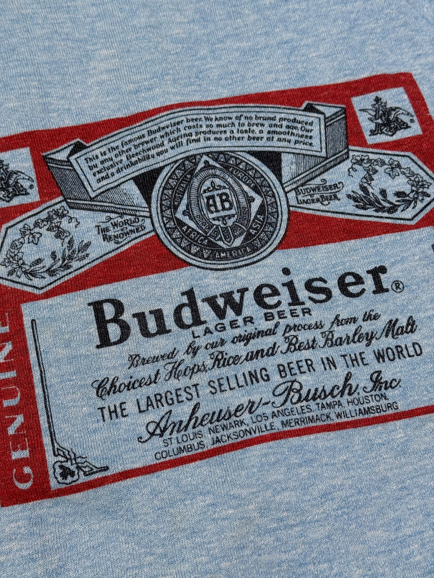 1970s Sears Budweiser Short Sleeves Ringer Sweatshirt [XL]