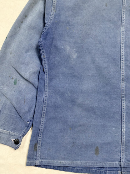1950s French Blue Cotton Twill Chore Jacket