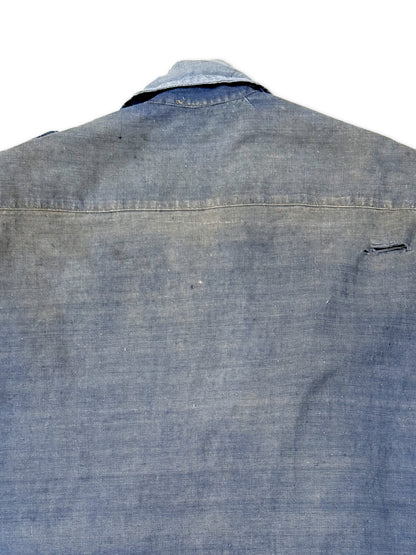 1940s–1950s French Officer Linen Vest with Rank Insignia Clip