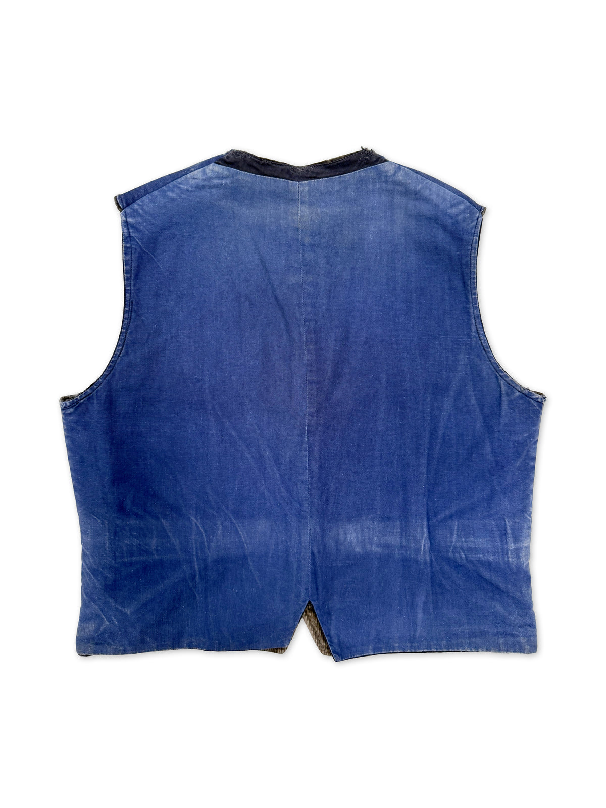 1940s–1950s French Reversible Corduroy & Blue Linen Workwear Vest