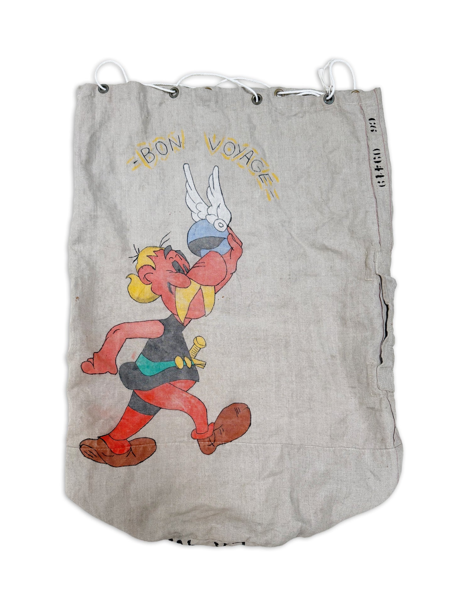 1960s French Naval Aviation Asterix & Obelix Canvas Kit Bag