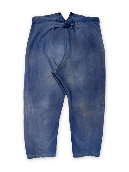 1950s French Cotton Twill Buckle Back Pants [42W]