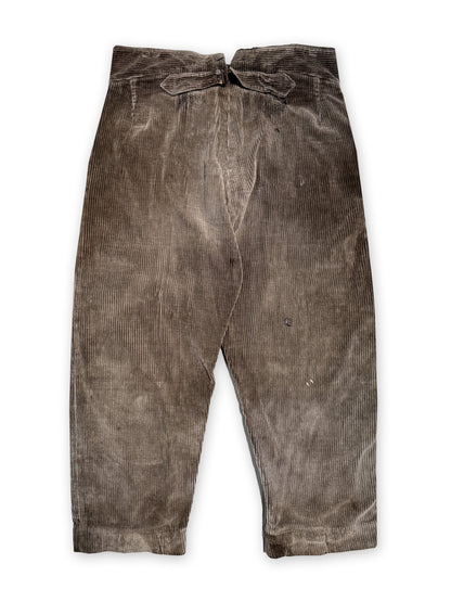 1930s French Light Brown Corduroy Pants [37W]
