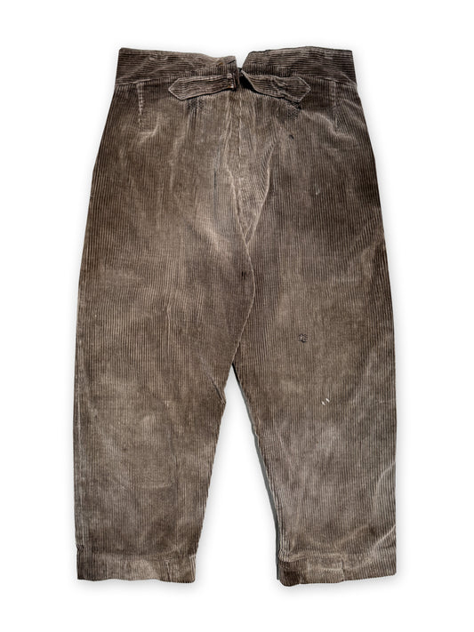 1930s French Light Brown Corduroy Pants [37W]