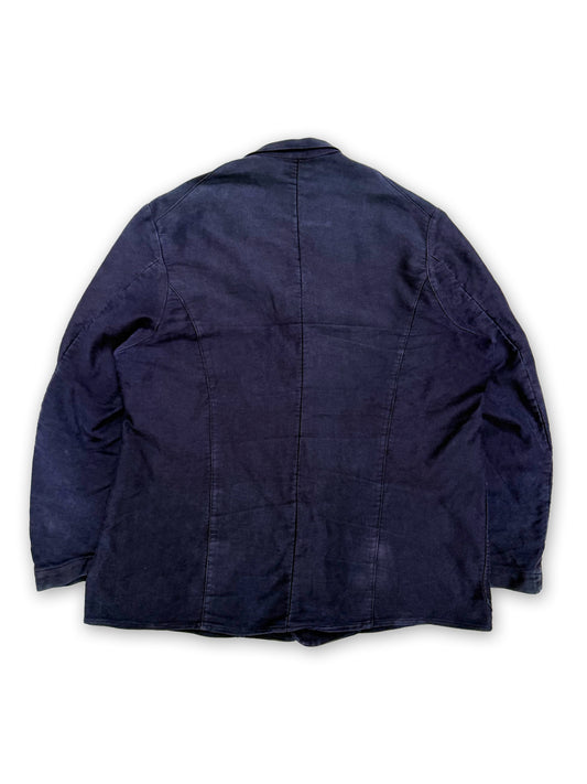 1950s Dutch Light Moleskin Double-Breasted Chore Jacket - Dark Navy