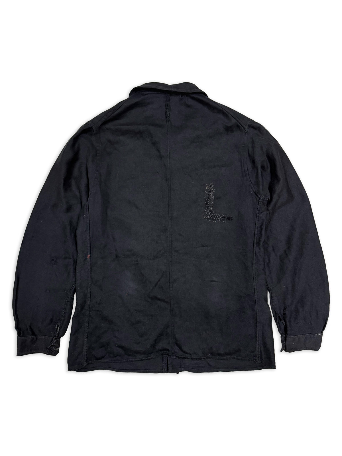 1930s Rare French Black Moleskin 6-Button Chore Jacket