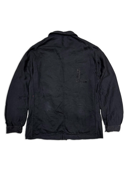 1930s Rare French Black Moleskin 6-Button Chore Jacket