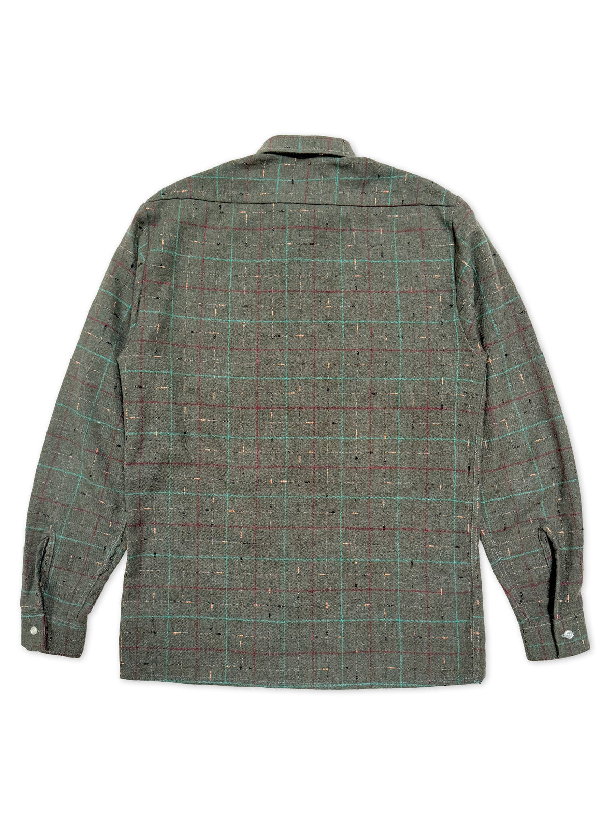 1980s Trois Lords Paris Green Check Flannel Shirt [Size 38]