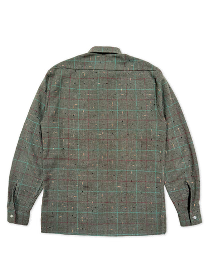 1980s Trois Lords Paris Green Check Flannel Shirt [Size 38]