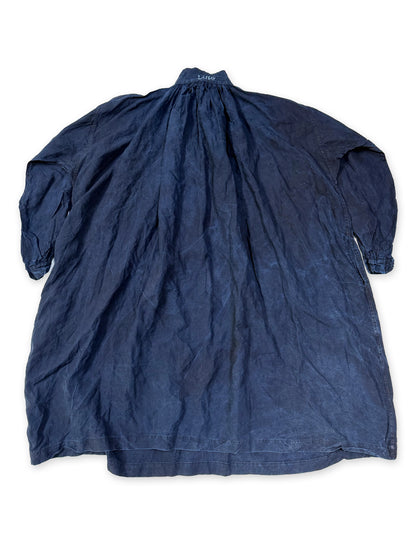 1900s–1910s French Indigo Linen Biaude Workwear Smock