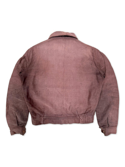 1950s French Sportil Rare Burgundy Moleskin Cyclist Jacket