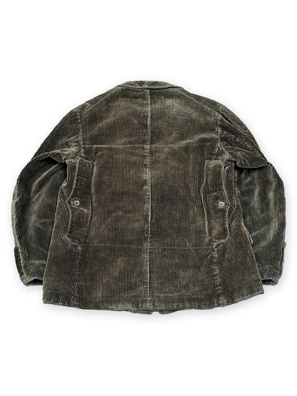 1940s French Brown Corduroy Hunting Jacket with Game Pocket