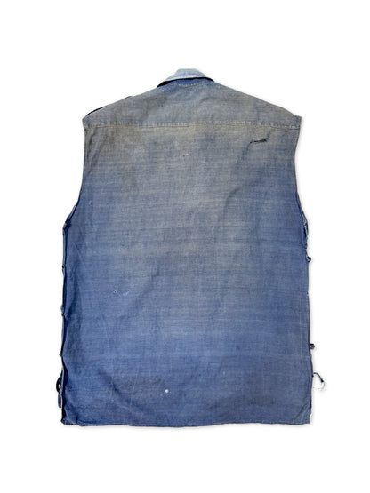 1940s–1950s French Officer Linen Vest with Rank Insignia Clip
