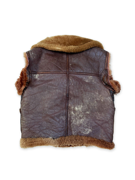 1944-1945 British Royal Air Force Irvin Leather Flying Jacket - converted to Vest [SIZE 4]