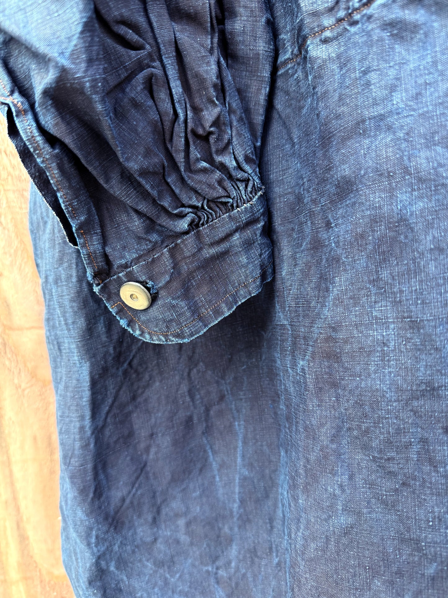 1900s–1910s French Indigo Linen Biaude Workwear Smock