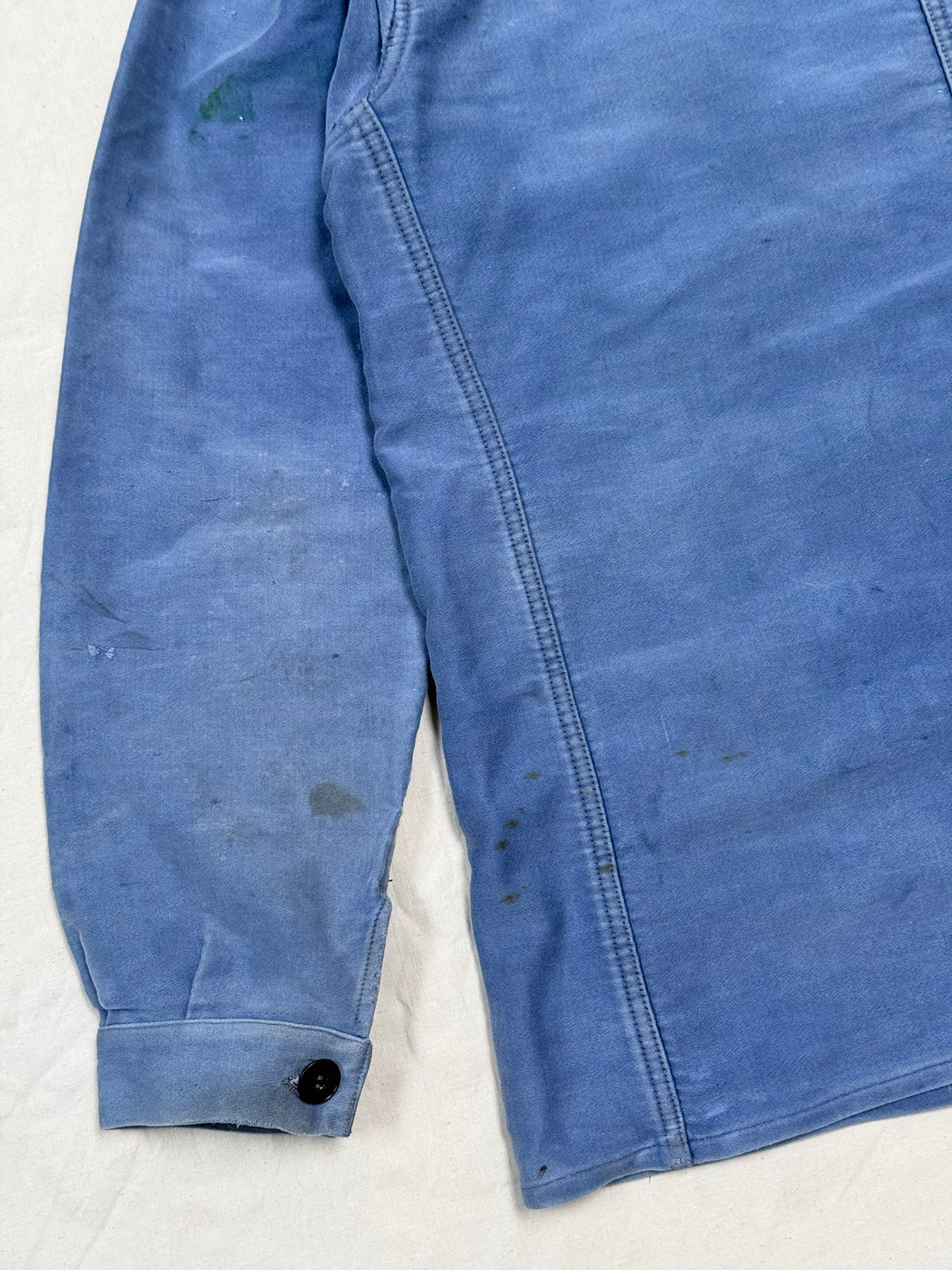 1950s French Le Favori Blue Moleskin Chore Jacket