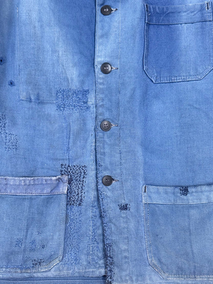 1950s French Jankey Blue Cotton-Twill Workwear Jacket