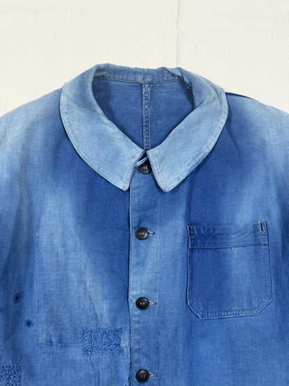 1950s French Jankey Blue Cotton-Twill Workwear Jacket