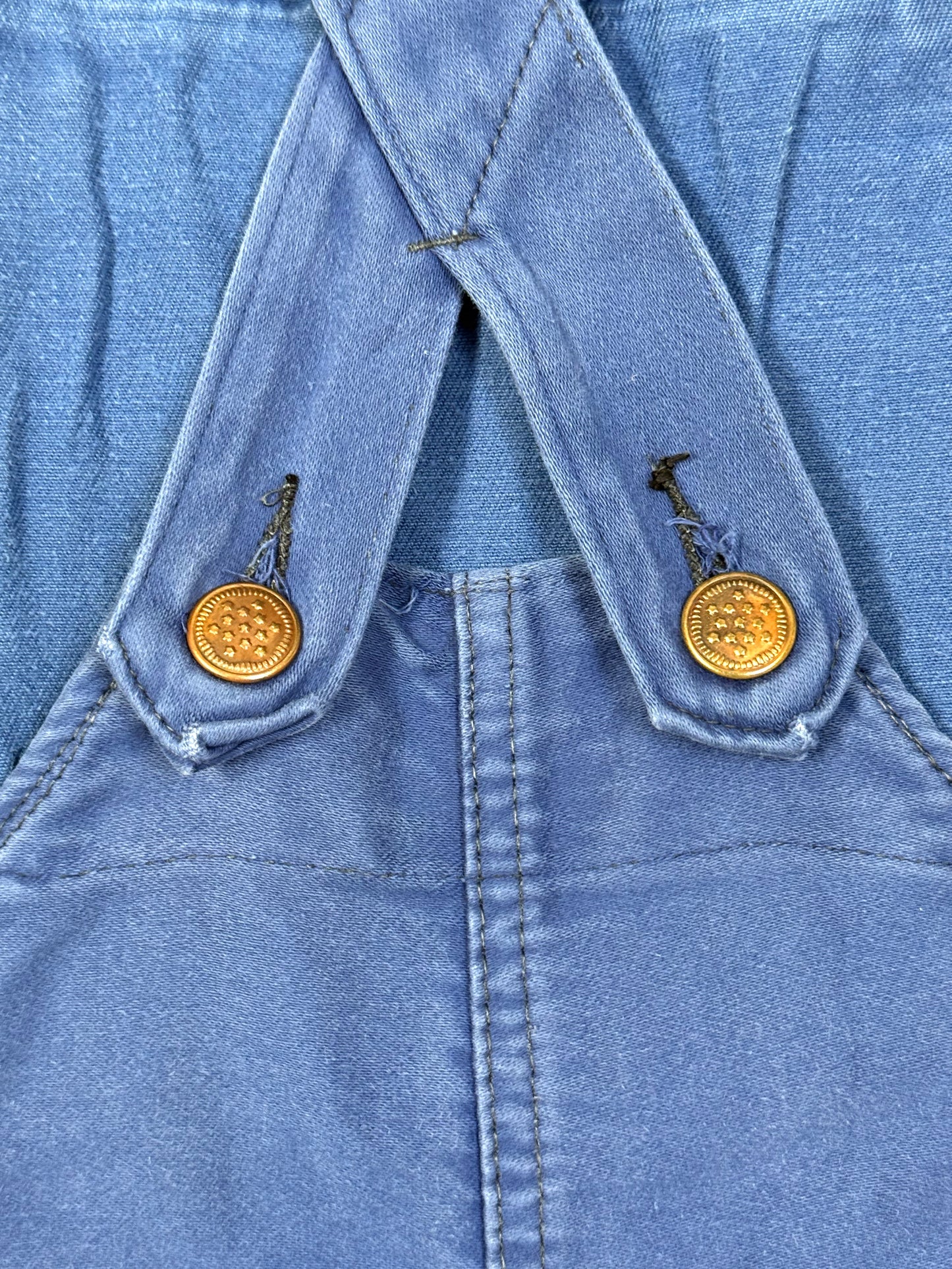 1950s–1960s French Beau-Fort Blue Moleskin Workwear Overalls [37.5W]