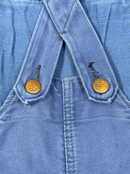 1950s–1960s French Beau-Fort Blue Moleskin Workwear Overalls [37.5W]