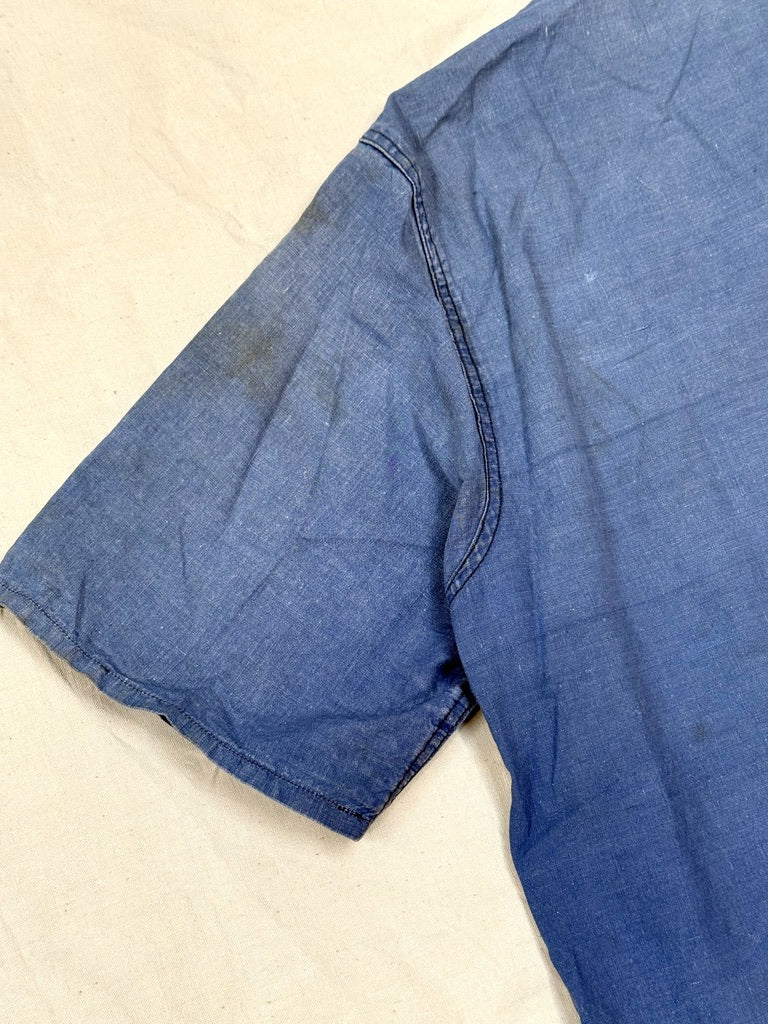 1950s French Indigo Faded Work Shirt