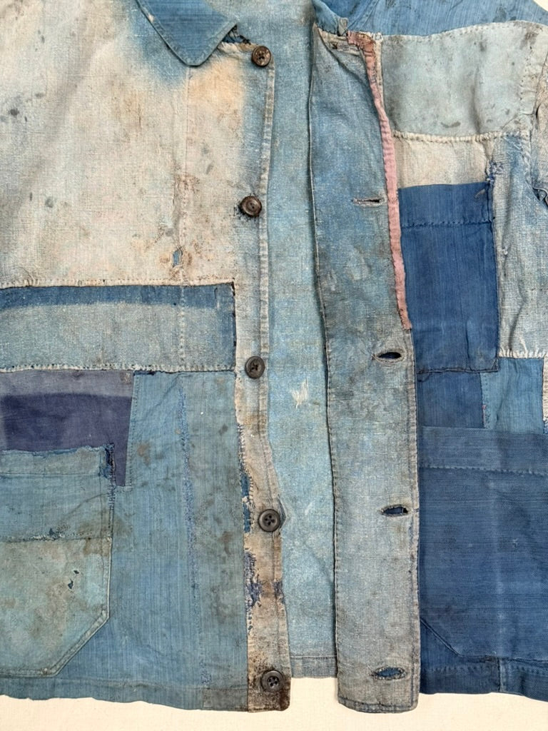 1910s–30s Exceptional Rare French Indigo Patchwork Workwear Jacket