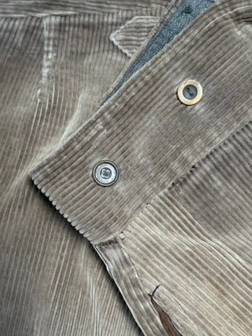 1930s French Light Brown Corduroy Pants [37W]