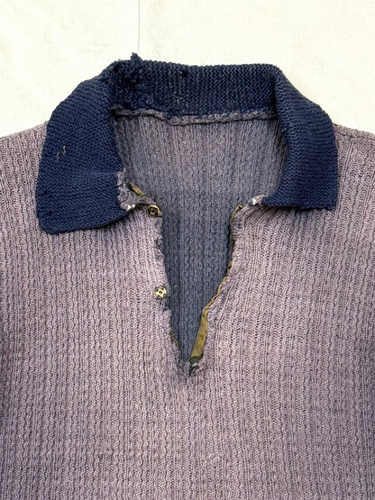 1920s German Handmade Two-Tone Knit Pullover