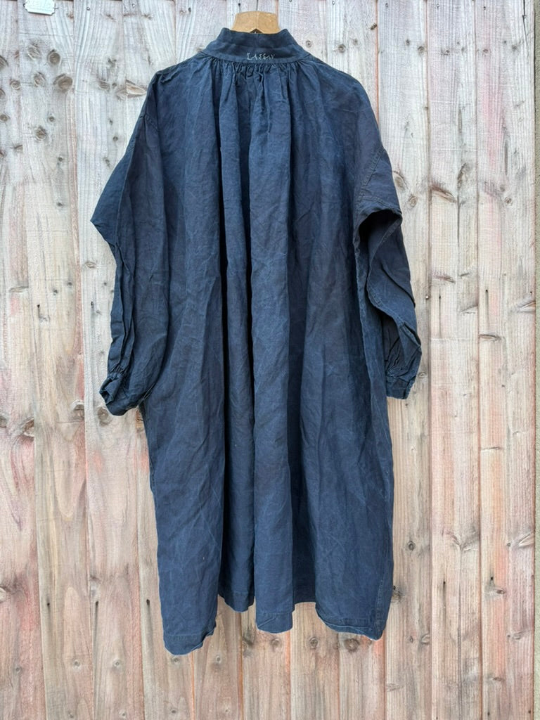 1900s–1910s French Indigo Linen Biaude Workwear Smock