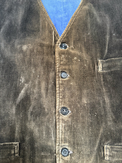 1940s–1950s French Reversible Corduroy & Blue Linen Workwear Vest