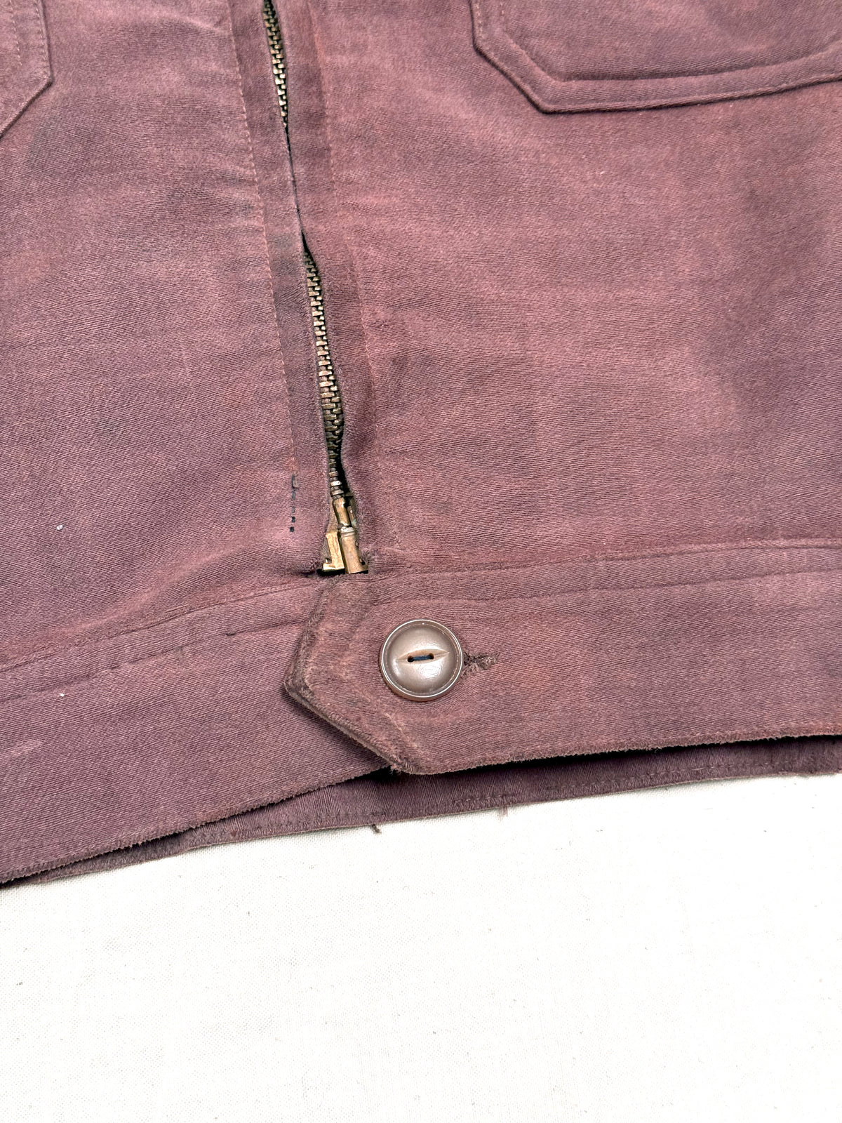 1950s French Sportil Rare Burgundy Moleskin Cyclist Jacket