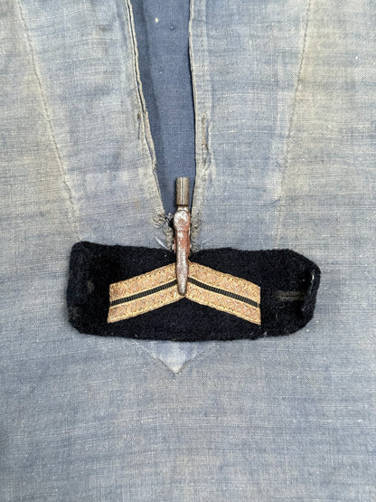 1940s–1950s French Officer Linen Vest with Rank Insignia Clip