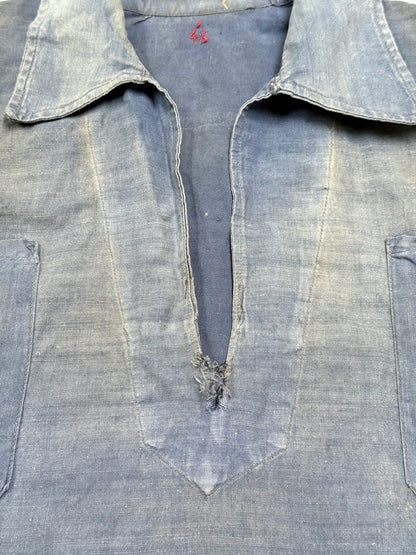 1940s–1950s French Officer Linen Vest with Rank Insignia Clip