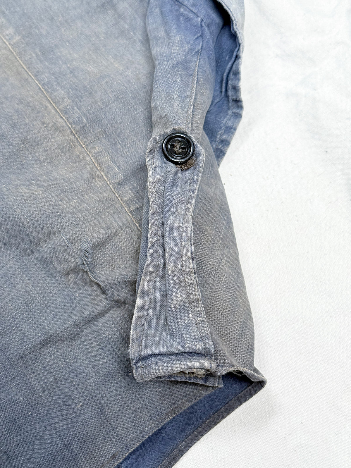 1940s–1950s French Officer Linen Vest with Rank Insignia Clip