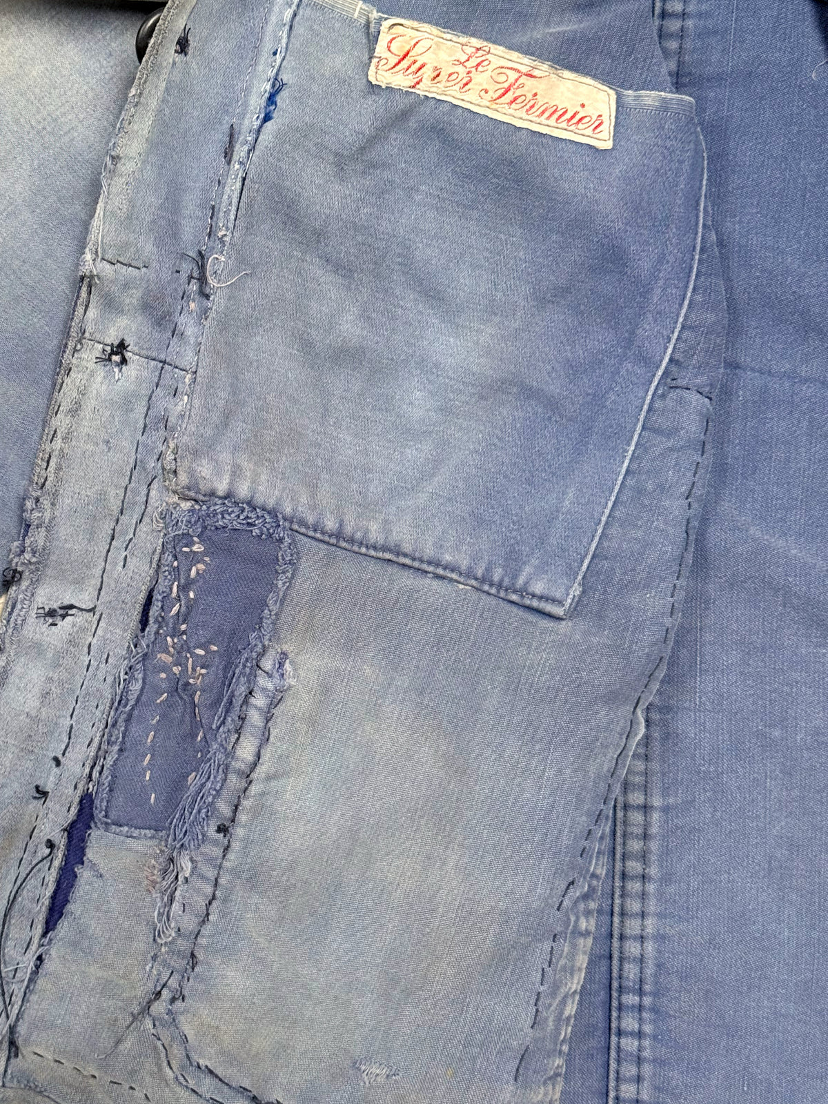 1940s Le Super Fermier French Moleskin V-Pocket Chore Jacket