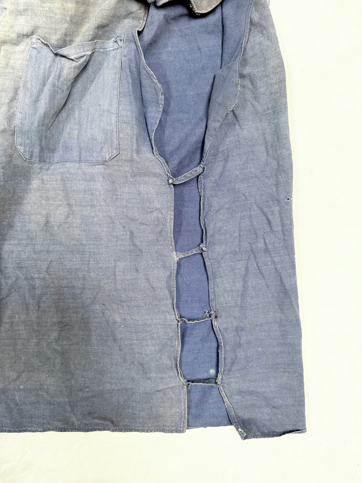 1940s–1950s French Officer Linen Vest with Rank Insignia Clip
