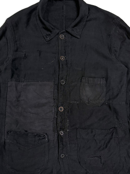 1930s Rare French Black Moleskin 6-Button Chore Jacket