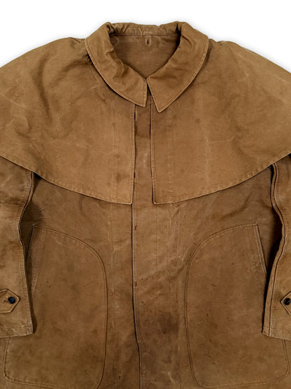 1950s French Brown Canvas Hunting Jacket with Detachable Cape