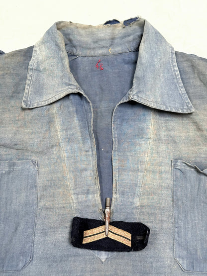 1940s–1950s French Officer Linen Vest with Rank Insignia Clip