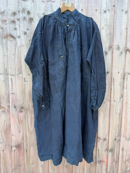 1900s–1910s French Indigo Linen Biaude Workwear Smock