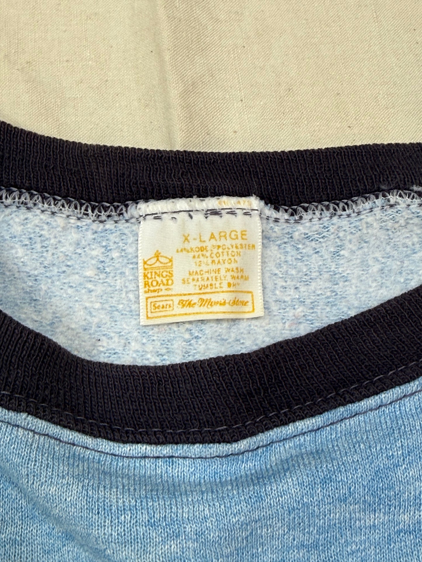 1970s Sears Budweiser Short Sleeves Ringer Sweatshirt [XL]