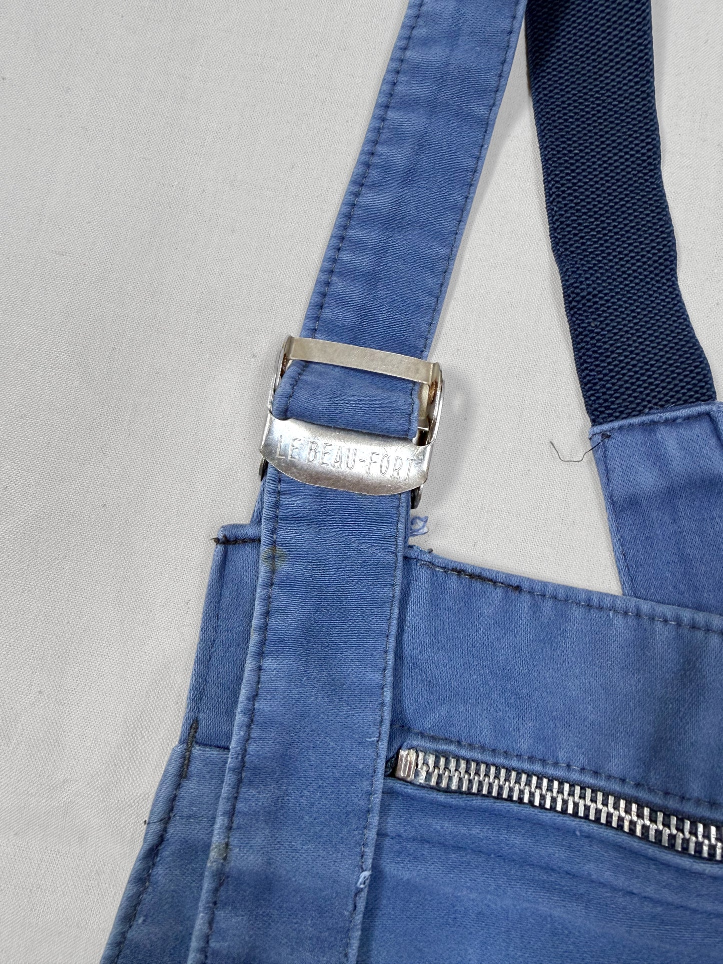1950s–1960s French Beau-Fort Blue Moleskin Workwear Overalls [37.5W]