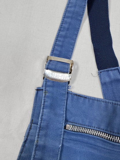 1950s–1960s French Beau-Fort Blue Moleskin Workwear Overalls [37.5W]