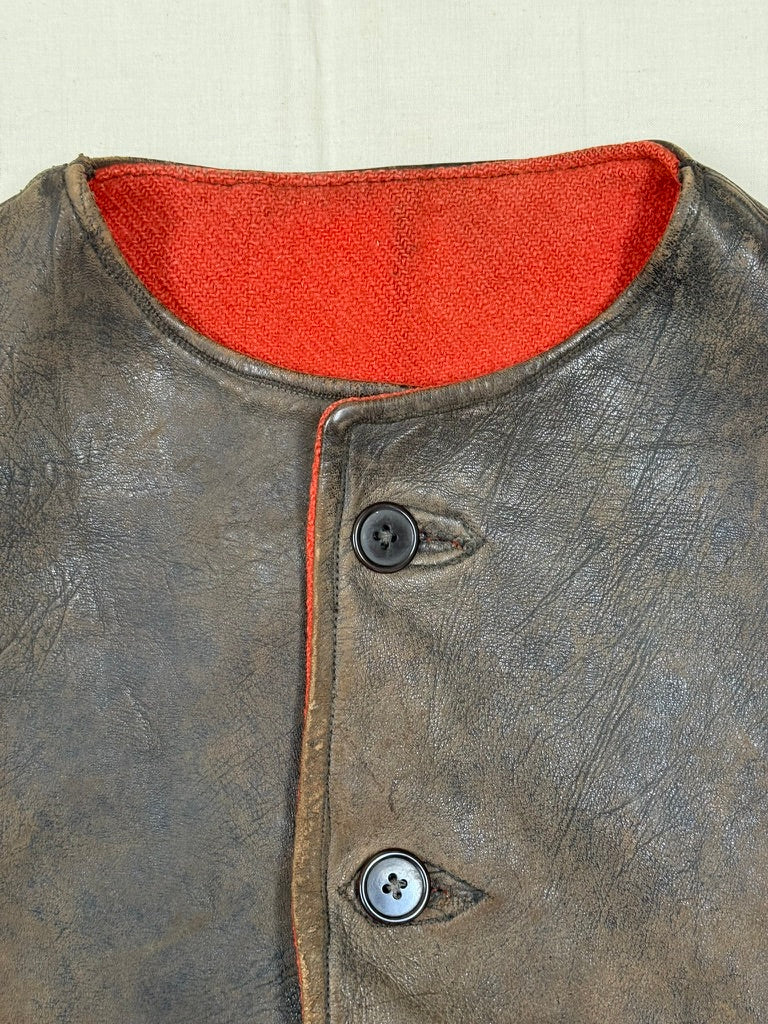 1940s British Army Leather Jerkin [Reversible]