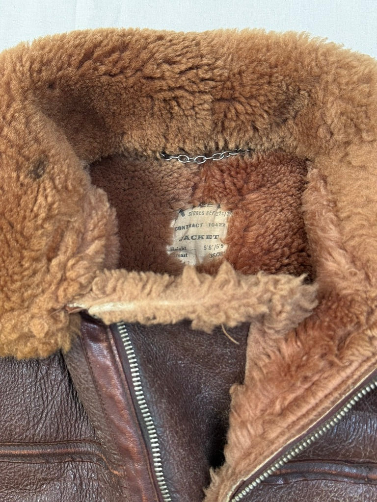 1944-1945 British Royal Air Force Irvin Leather Flying Jacket - converted to Vest [SIZE 4]