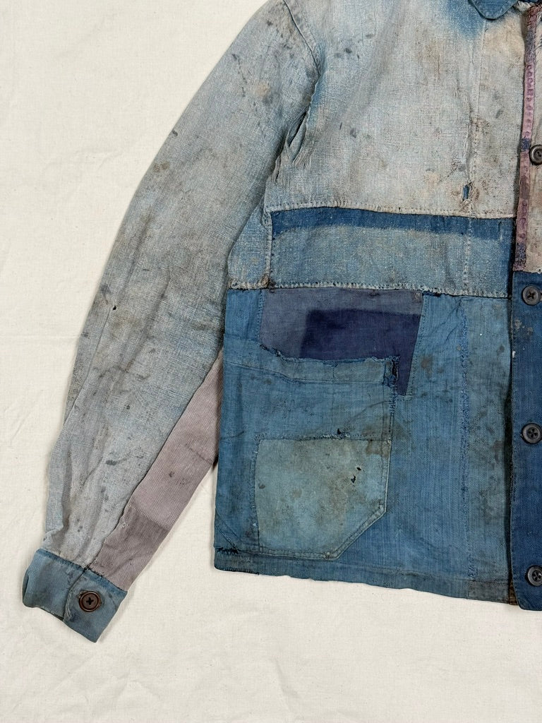 1910s–30s Exceptional Rare French Indigo Patchwork Workwear Jacket