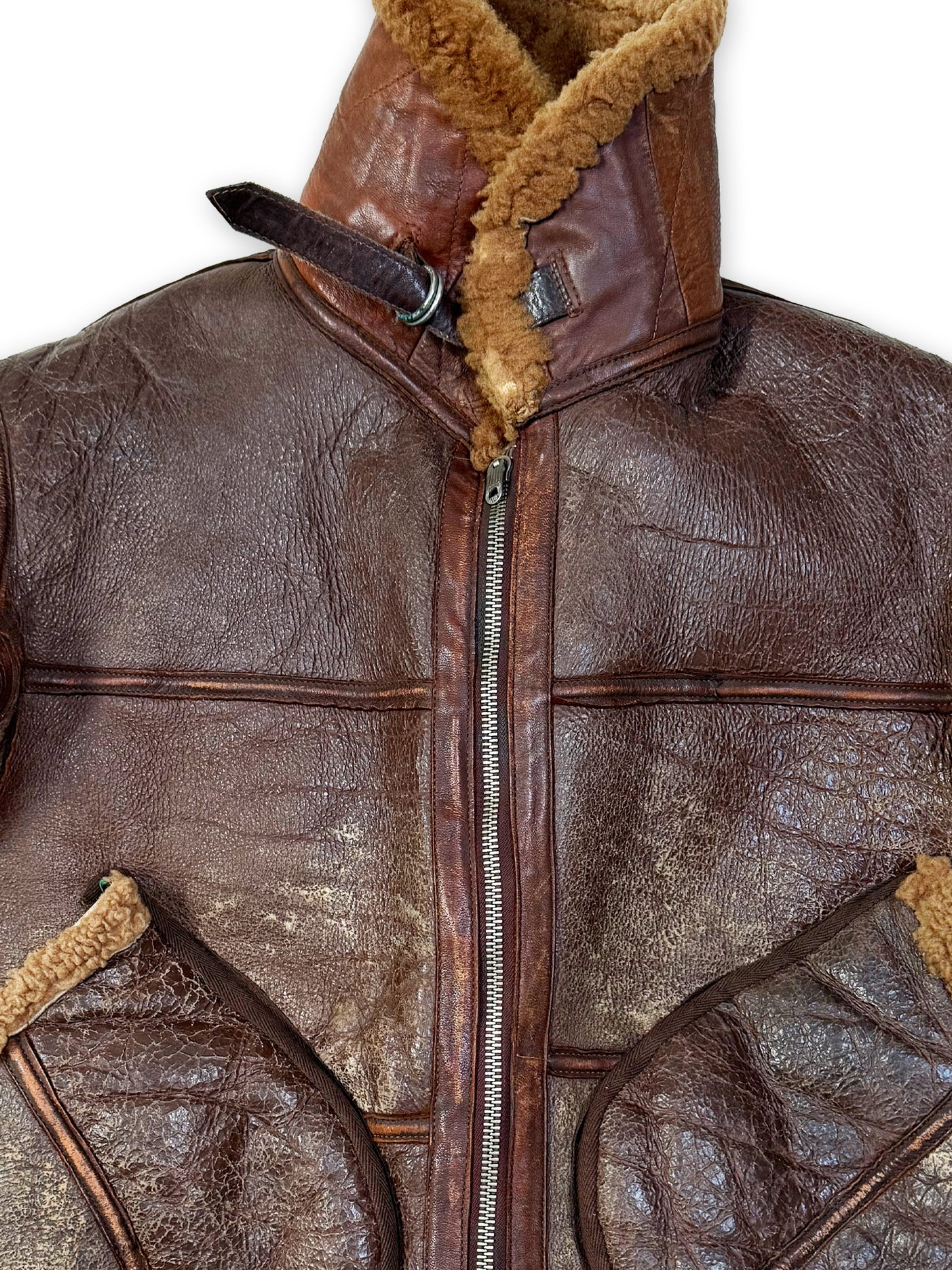 1944-1945 British Royal Air Force Irvin Leather Flying Jacket - converted to Vest [SIZE 4]