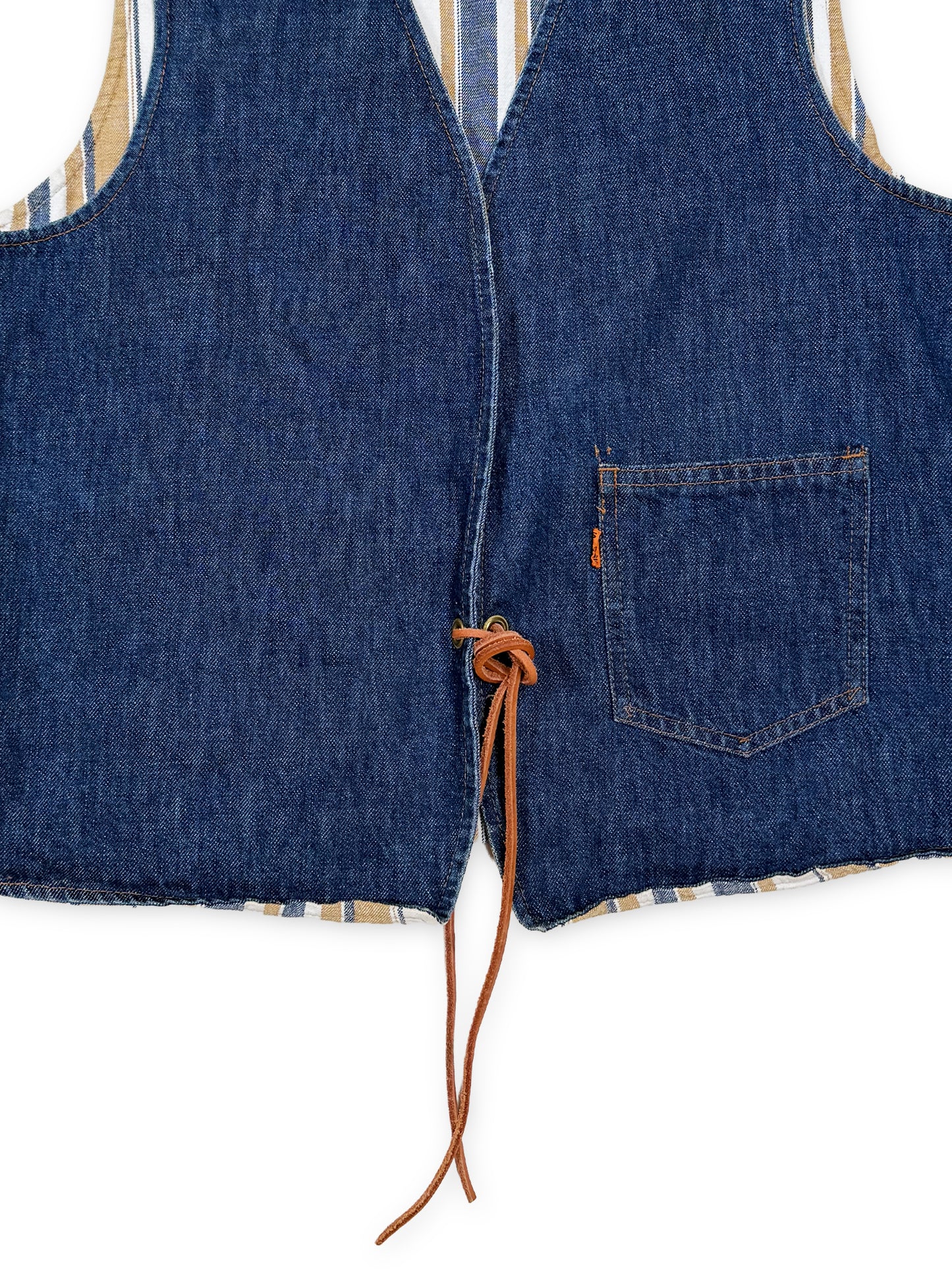 1970s Levi's Big E Orange Tab Reversible Denim Waistcoat
