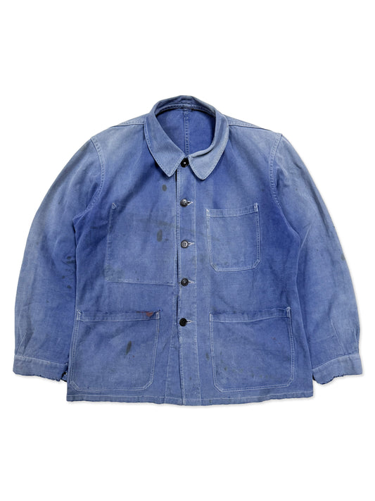 1950s French Blue Cotton Twill Chore Jacket
